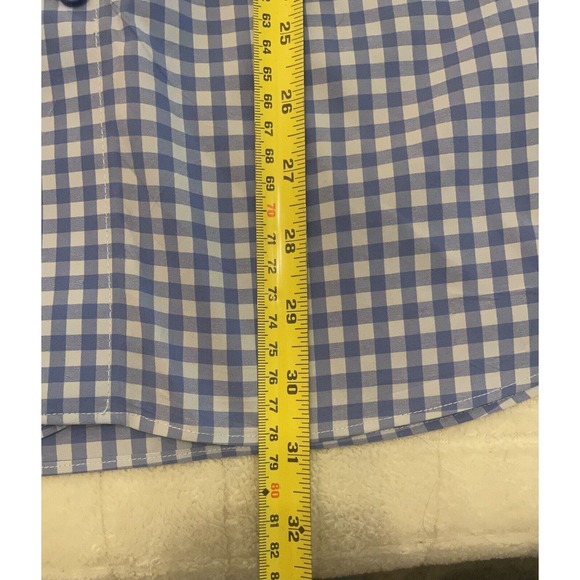 STANTT Shirt Mens Blue Plaid Button Up Long Sleeve Custom Fit - Button/Zipper - Picture 7 of 7